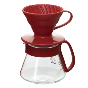 Hario V60 Ceramic Dripper Set, 01 Size, Red Malta