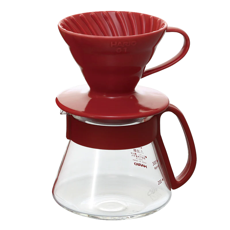 Hario V60 Ceramic Dripper Set 01 Size Red Vicky Coffee